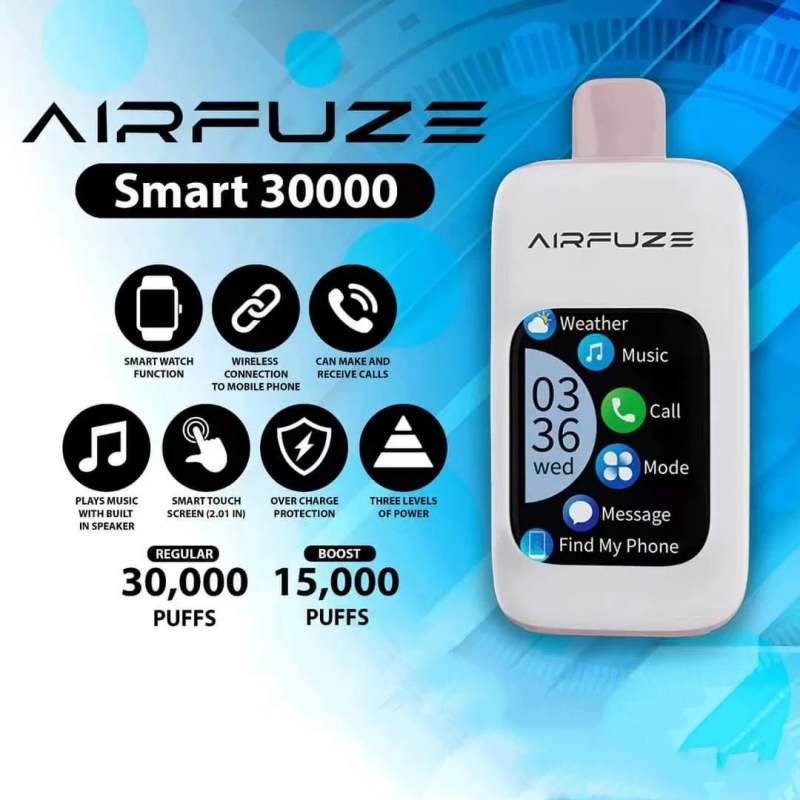 Airfuze-30K-New-Style-Disposable-Vape-Pen-30000-Puff-Screen-Display-Bluetooth-Adjustable-Airflow-Wholesale-I-Vape-Music-Listening-Vape-Vookbar-Cyber-Flex